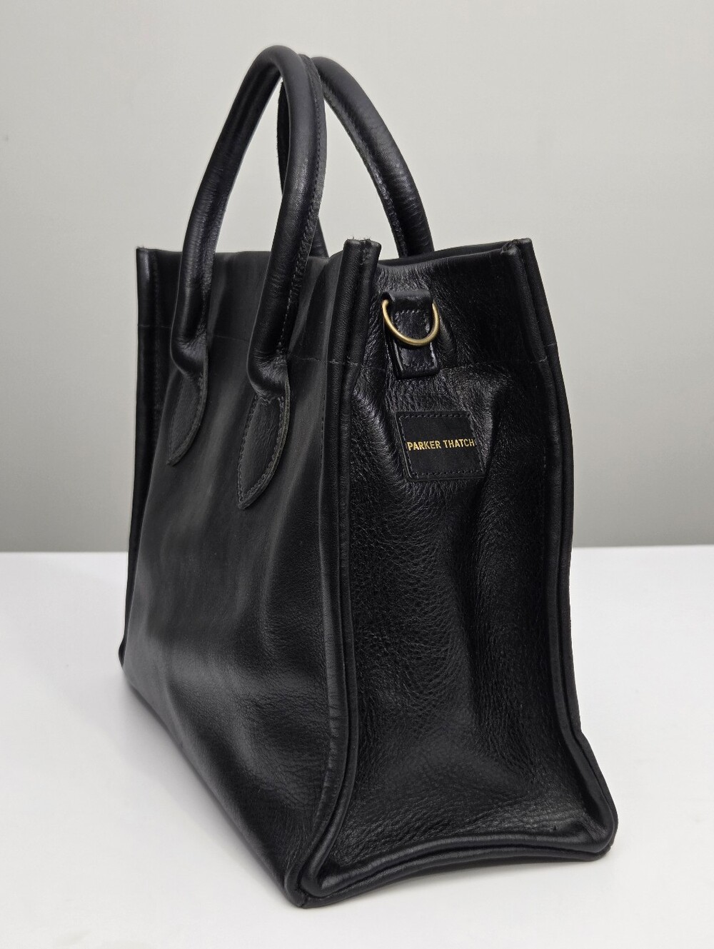 EXCELLENT PARKER THATCH PARKER LEATHER TOTE BAG - BLACK - Picture 4 of 8